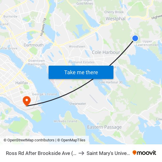 Ross Rd After Brookside Ave (8762) to Saint Mary's University map