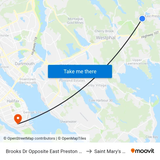 Brooks Dr Opposite East Preston Rec Centre (8769) to Saint Mary's University map