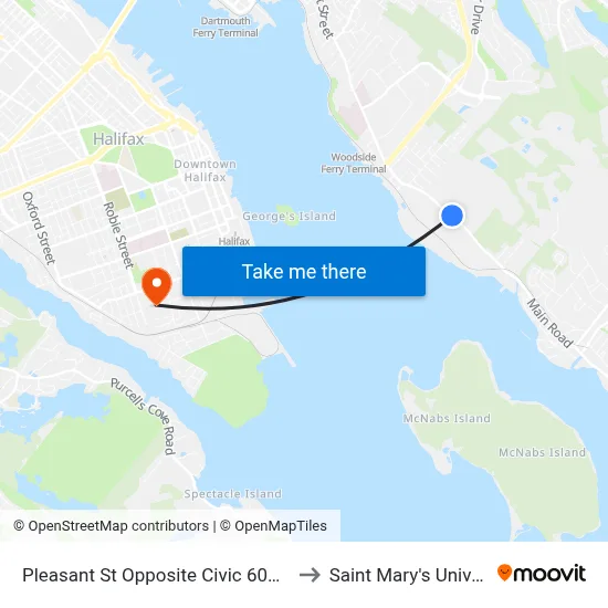 Pleasant St Opposite Civic 600 (8013) to Saint Mary's University map