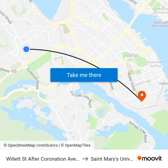Willett St After Coronation Ave (8490) to Saint Mary's University map