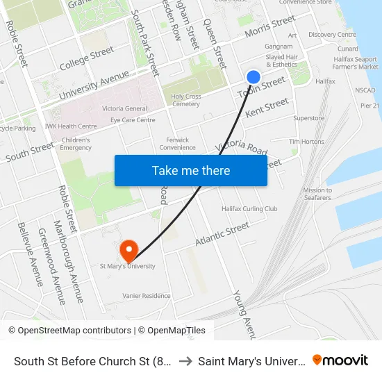South St Before Church St (8294) to Saint Mary's University map