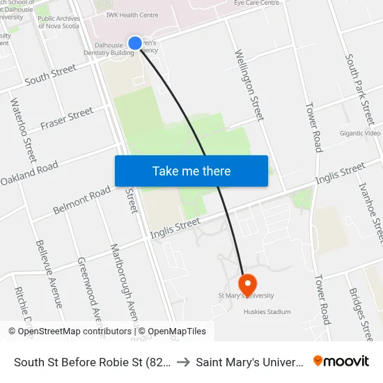 South St Before Robie St (8297) to Saint Mary's University map