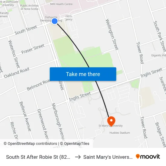 South St After Robie St (8296) to Saint Mary's University map