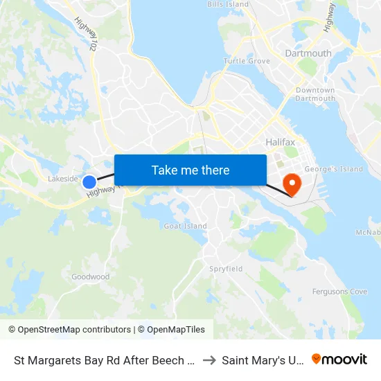 St Margarets Bay Rd After Beech Tree Run (6144) to Saint Mary's University map