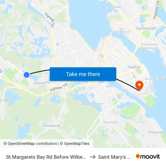 St Margarets Bay Rd Before Wilbert Devoe Cr (6148) to Saint Mary's University map