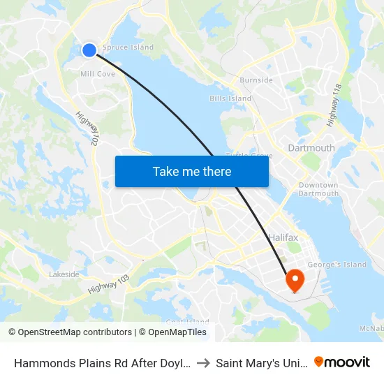 Hammonds Plains Rd After Doyle St (6784) to Saint Mary's University map