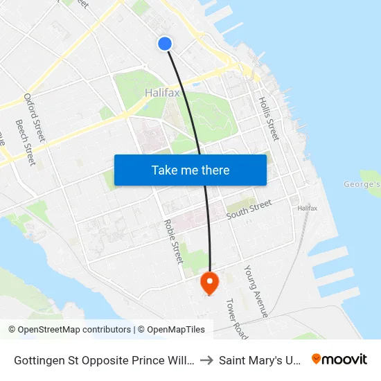 Gottingen St Opposite Prince William St (6786) to Saint Mary's University map
