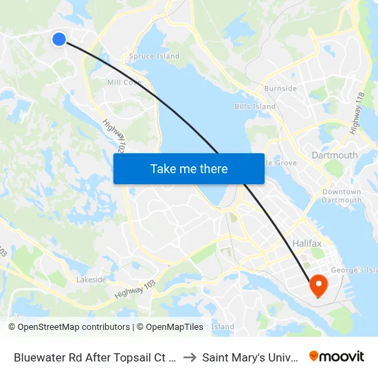 Bluewater Rd After Topsail Ct (7212) to Saint Mary's University map