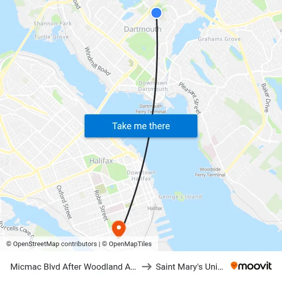 Micmac Blvd After Woodland Ave (7214) to Saint Mary's University map