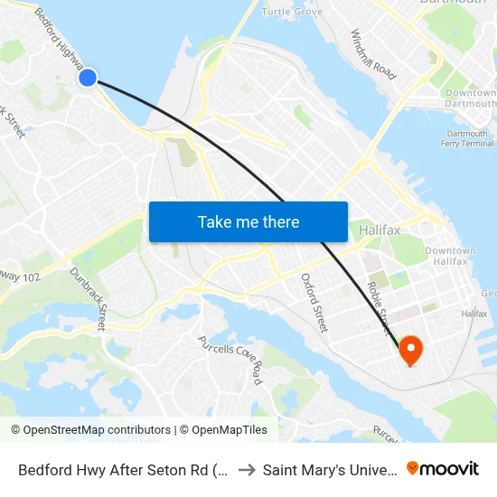 Bedford Hwy After Seton Rd (6217) to Saint Mary's University map