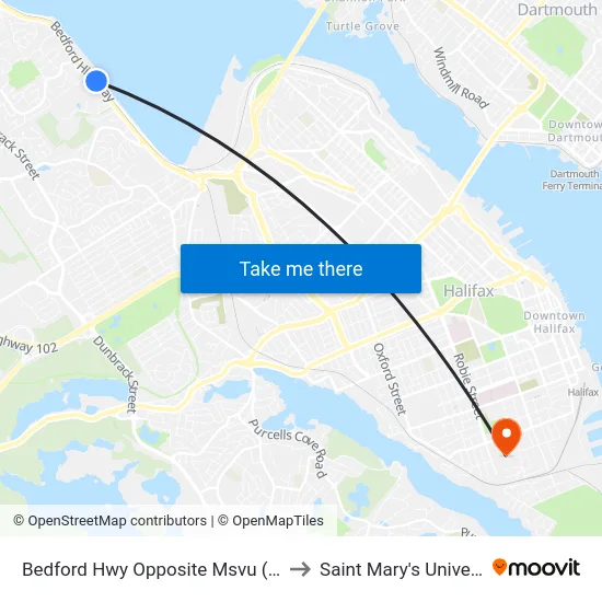 Bedford Hwy Opposite Msvu (6219) to Saint Mary's University map