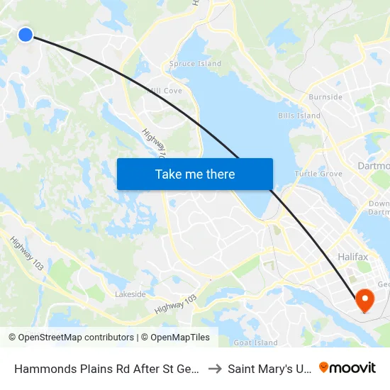 Hammonds Plains Rd After St George Blvd (6817) to Saint Mary's University map