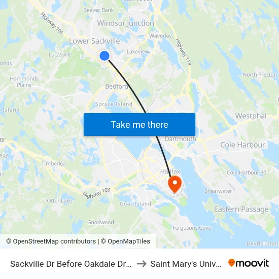 Sackville Dr Before Oakdale Dr (7323) to Saint Mary's University map