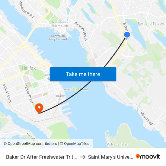 Baker Dr After Freshwater Tr (8843) to Saint Mary's University map