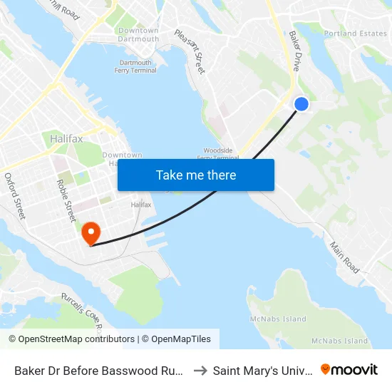 Baker Dr Before Basswood Run (8847) to Saint Mary's University map