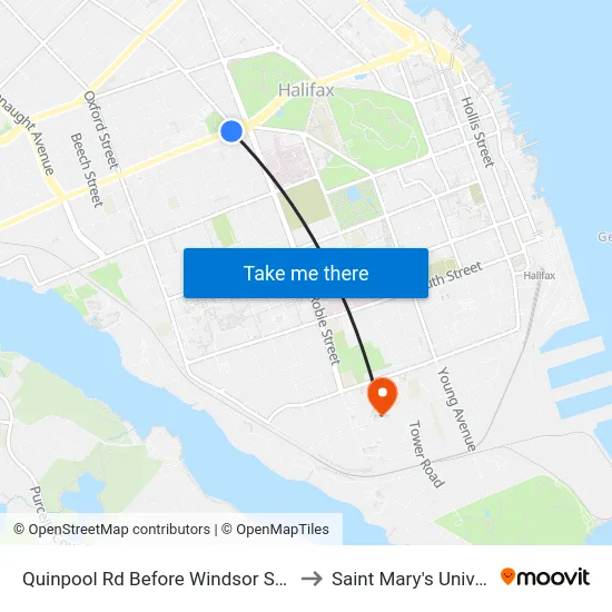 Quinpool Rd Before Windsor St (8150) to Saint Mary's University map