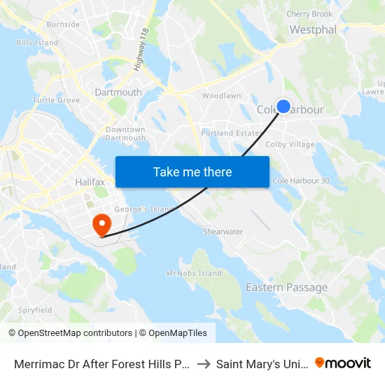 Merrimac Dr After Forest Hills Pkwy (7198) to Saint Mary's University map