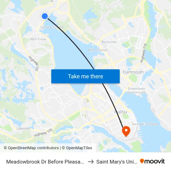 Meadowbrook Dr Before Pleasant St (7193) to Saint Mary's University map