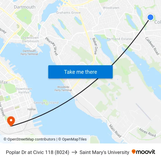 Poplar Dr at Civic 118 (8024) to Saint Mary's University map