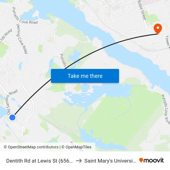Dentith Rd at Lewis St (6561) to Saint Mary's University map
