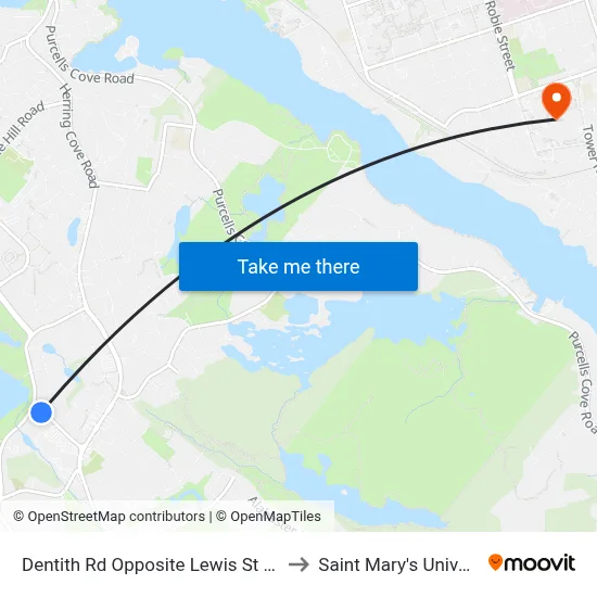 Dentith Rd Opposite Lewis St (6562) to Saint Mary's University map