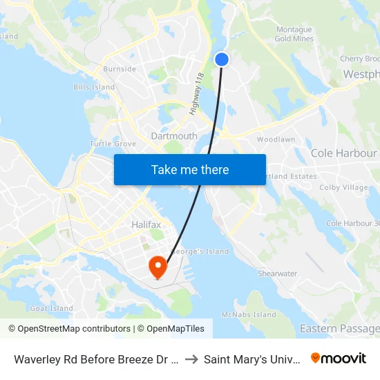 Waverley Rd Before Breeze Dr (8446) to Saint Mary's University map
