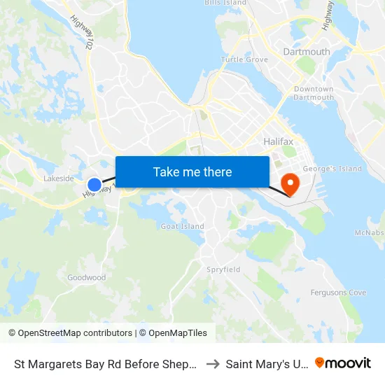 St Margarets Bay Rd Before Sheppards Run (6179) to Saint Mary's University map