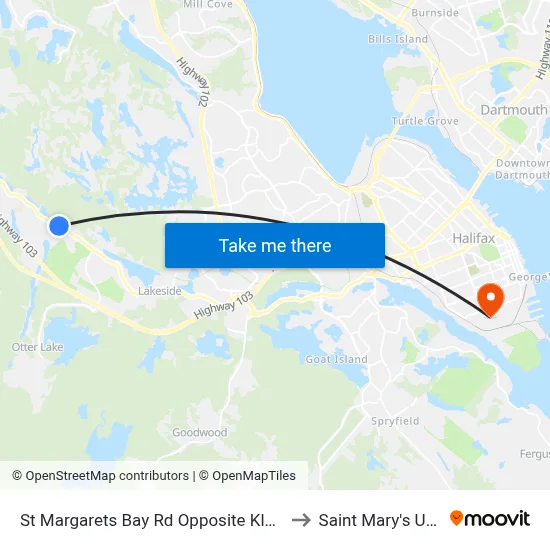 St Margarets Bay Rd Opposite Klefenz Ln (6173) to Saint Mary's University map