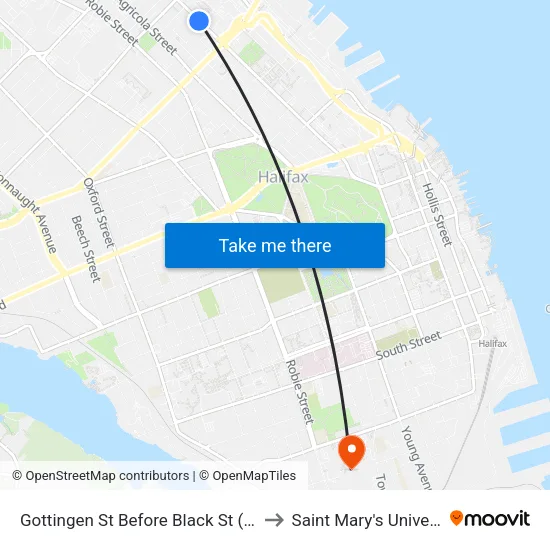 Gottingen St Before Black St (6777) to Saint Mary's University map