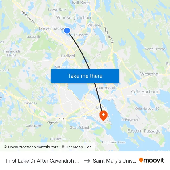 First Lake Dr After Cavendish Dr (6687) to Saint Mary's University map