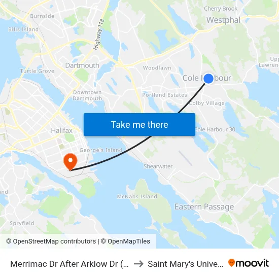 Merrimac Dr After Arklow Dr (7203) to Saint Mary's University map