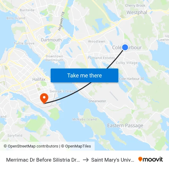 Merrimac Dr Before Silistria Dr (7202) to Saint Mary's University map