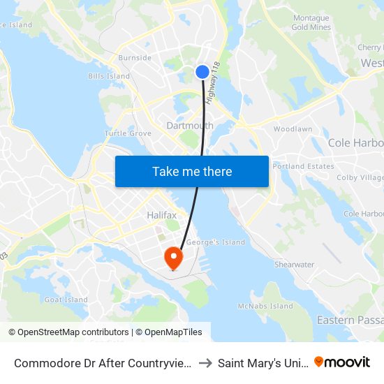 Commodore Dr After Countryview Dr (8853) to Saint Mary's University map