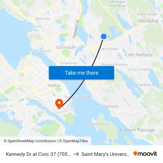 Kennedy Dr at Civic 37 (7052) to Saint Mary's University map