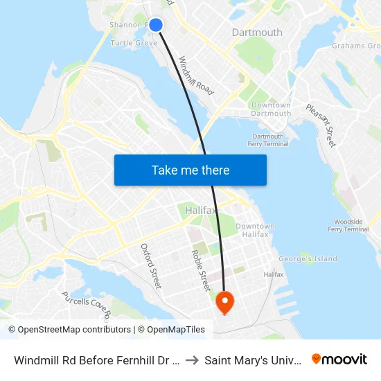 Windmill Rd Before Fernhill Dr (8521) to Saint Mary's University map