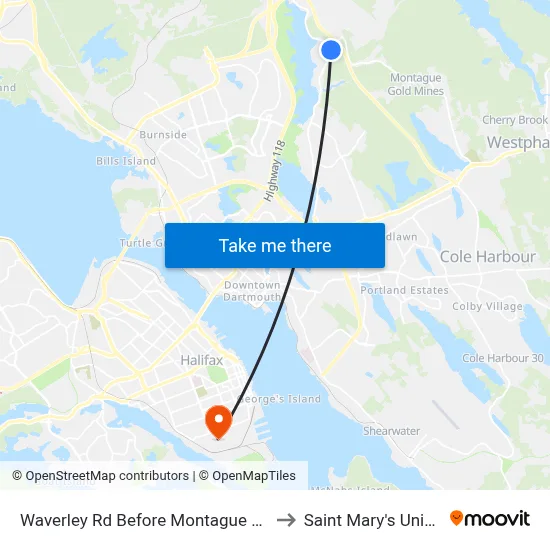 Waverley Rd Before Montague Rd (8457) to Saint Mary's University map