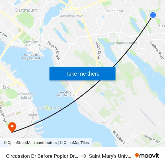 Circassion Dr Before Poplar Dr (6421) to Saint Mary's University map