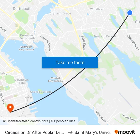 Circassion Dr After Poplar Dr (6422) to Saint Mary's University map