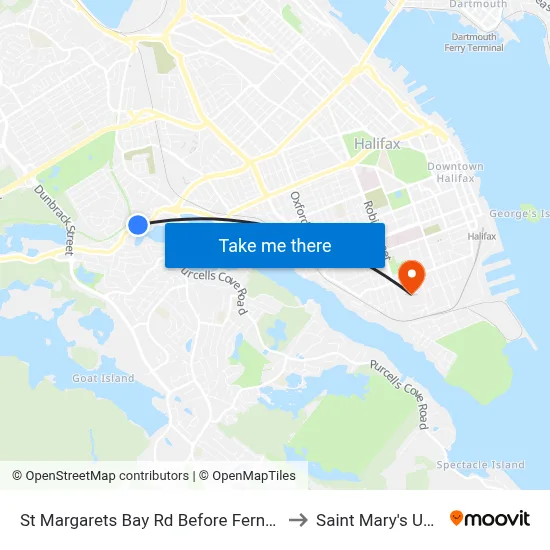 St Margarets Bay Rd Before Ferndale Dr (6169) to Saint Mary's University map