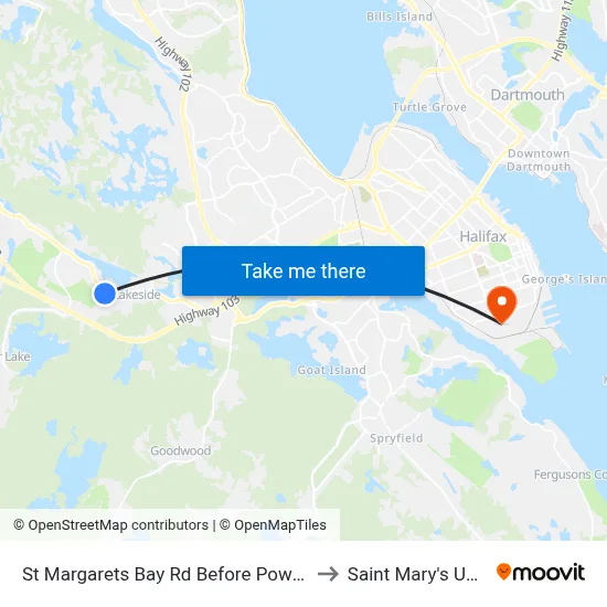 St Margarets Bay Rd Before Power Terr (6165) to Saint Mary's University map