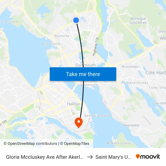 Gloria Mccluskey Ave After Akerley Blvd (6765) to Saint Mary's University map