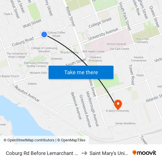 Coburg Rd Before Lemarchant St (6450) to Saint Mary's University map