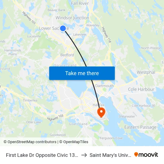 First Lake Dr Opposite Civic 133 (6694) to Saint Mary's University map
