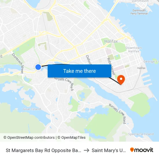 St Margarets Bay Rd Opposite Bakers Dr (6183) to Saint Mary's University map
