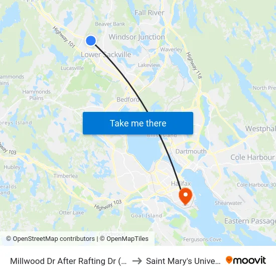 Millwood Dr After Rafting Dr (7237) to Saint Mary's University map