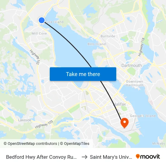 Bedford Hwy After Convoy Run (6235) to Saint Mary's University map