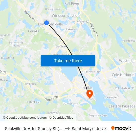 Sackville Dr After Stanley St (7307) to Saint Mary's University map