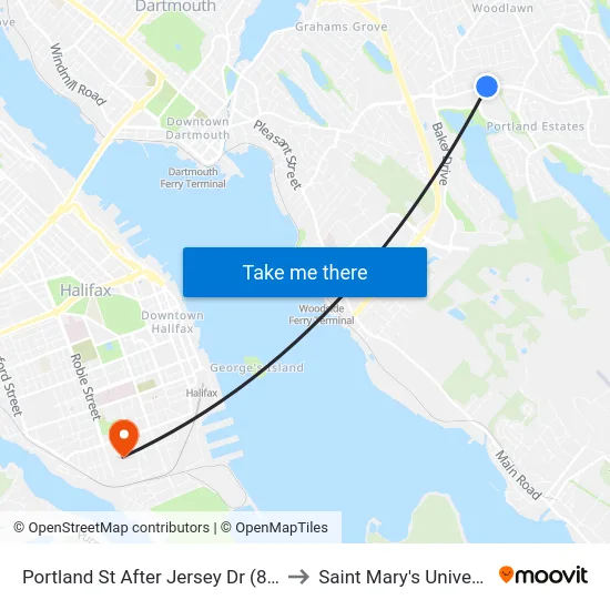 Portland St After Jersey Dr (8041) to Saint Mary's University map