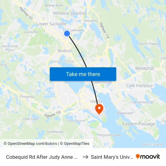 Cobequid Rd After Judy Anne Ct (6439) to Saint Mary's University map