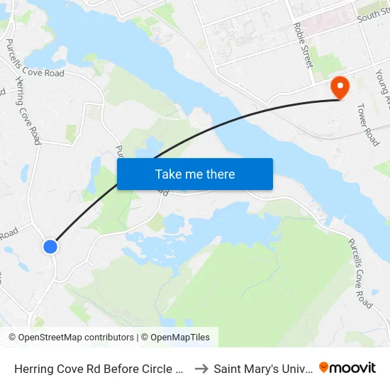 Herring Cove Rd Before Circle Dr (6890) to Saint Mary's University map